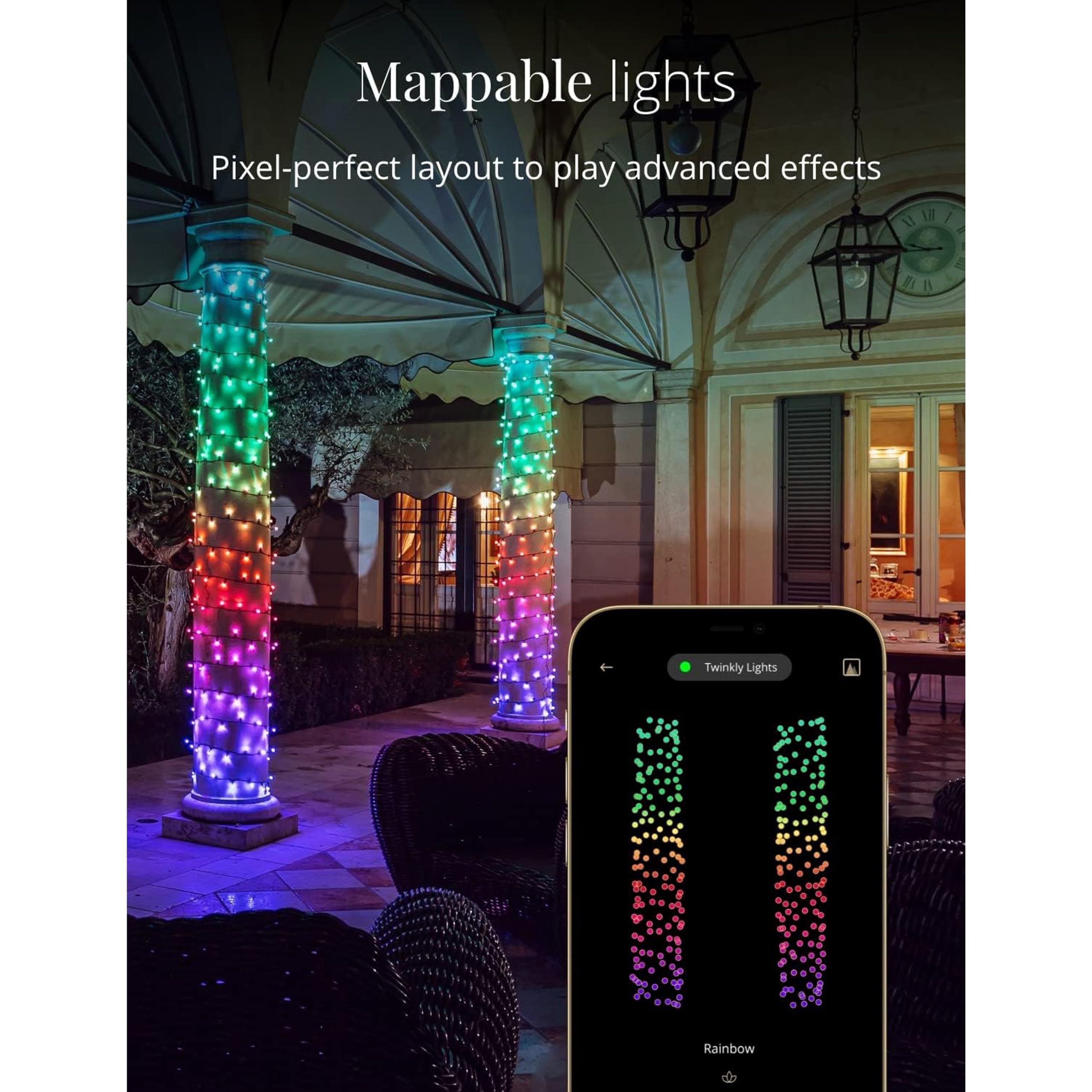 Twinkly Strings – App-Controlled LED Christmas Lights with 250 RGB+W (16 Million Colors + Warm White) LEDs. 65.6 feet. Green Wire. Indoor and Outdoor Smart Lighting Decoration