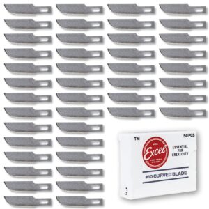 excel blades hobby replacement blades, set of 50 carbon steel blades for precision cutting & trimming, multi-purpose professional, hobby, and crafting tools