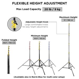 Flashpoint 13' Yellow Color Coded Pro Air Cushioned Heavy Duty Light Stand for Photography, Lightwight and Durable Portable Photography Light Stand Tripod is Suitable for Pro Photography