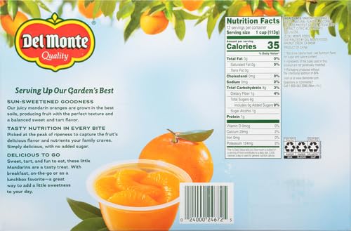Del Monte, Mandarin Oranges No Sugar Add, 4 Ounce (Pack of 12)