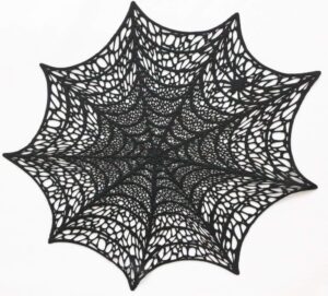 wintop group vinyl placemat hollow out design, set of 6, functional mat for dining table durable non-slip, halloween black spider web