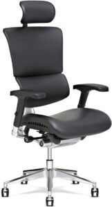 x-chair x4 high end executive chair, black leather with wide seat & headrest - ergonomic office seat/dynamic variable lumbar support/floating recline/stunning aesthetic/perfect for office or boardroom