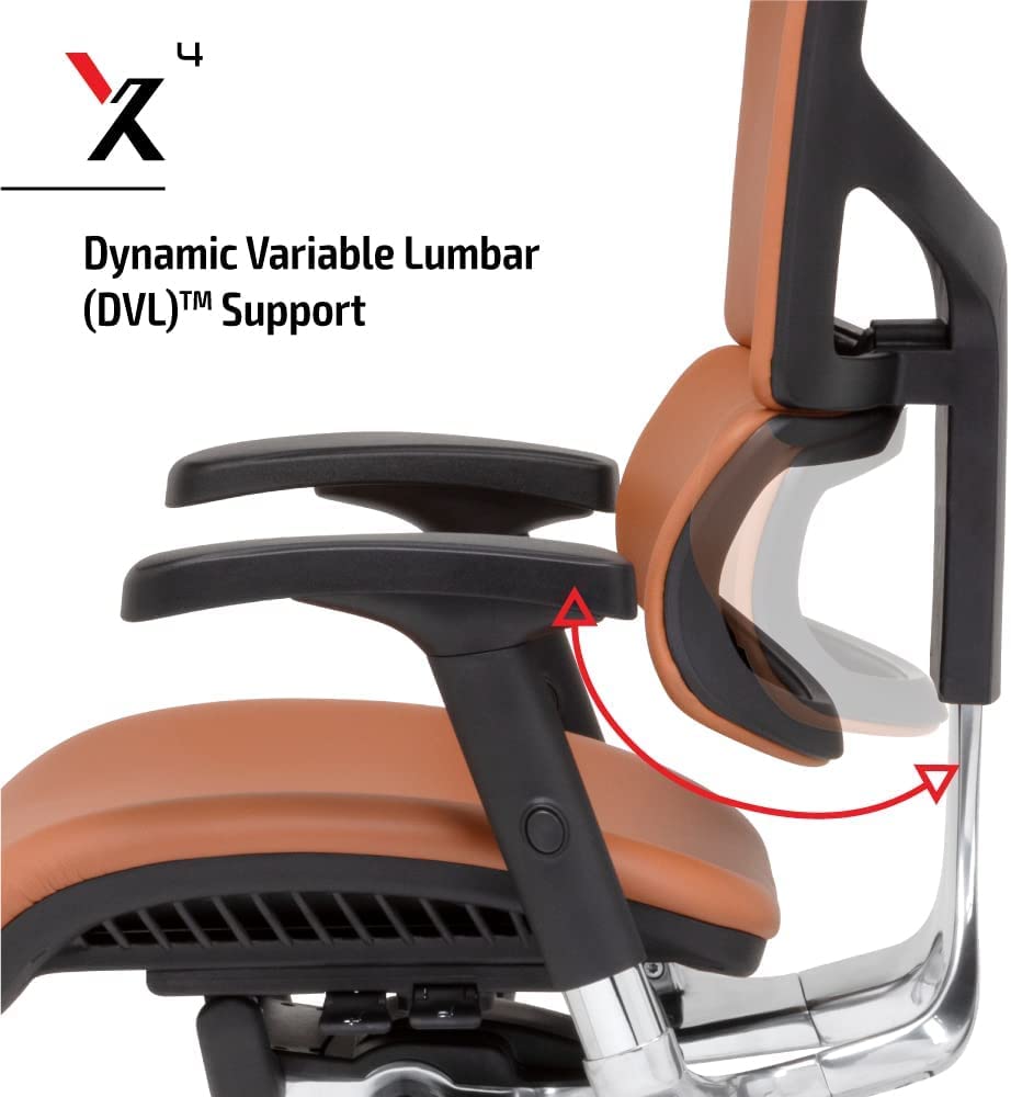 X-Chair X4 High End Executive Chair, Black Leather with Wide Seat & Headrest - Ergonomic Office Seat/Dynamic Variable Lumbar Support/Floating Recline/Stunning Aesthetic/Perfect for Office or Boardroom