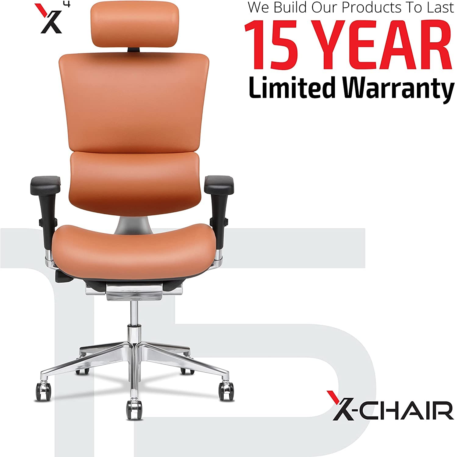 X-Chair X4 High End Executive Chair, Black Leather with Wide Seat & Headrest - Ergonomic Office Seat/Dynamic Variable Lumbar Support/Floating Recline/Stunning Aesthetic/Perfect for Office or Boardroom
