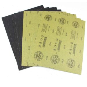 sandpaper sheets, 80 grit dry wet sand paper, 9 x 11 inch,silicon carbide, for wood furniture finishing,metal sanding and automotive polishing,10 -sheet