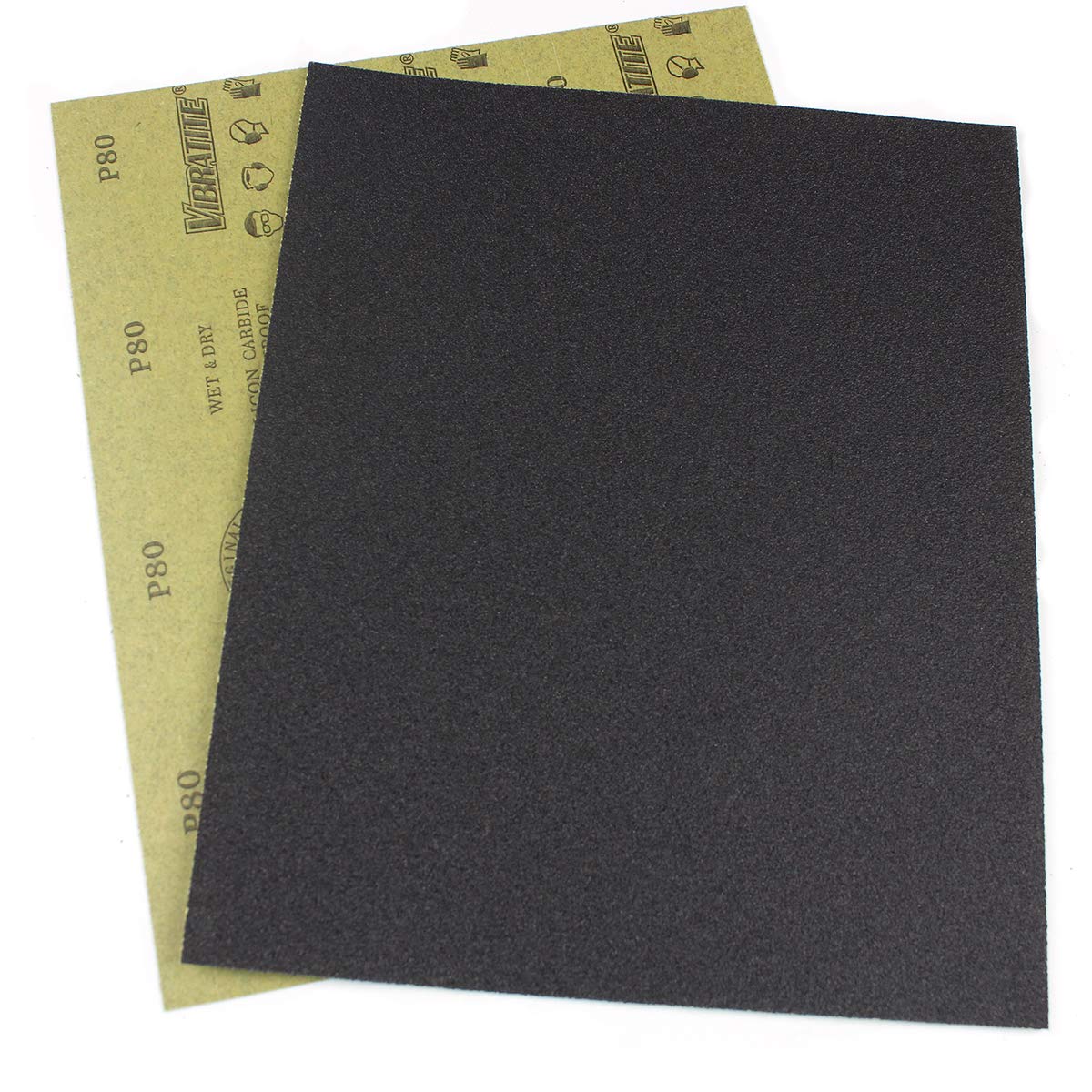 Sandpaper Sheets, 80 Grit Dry Wet Sand Paper, 9 x 11 Inch,Silicon Carbide, for Wood Furniture Finishing,Metal Sanding and Automotive Polishing,10 -Sheet