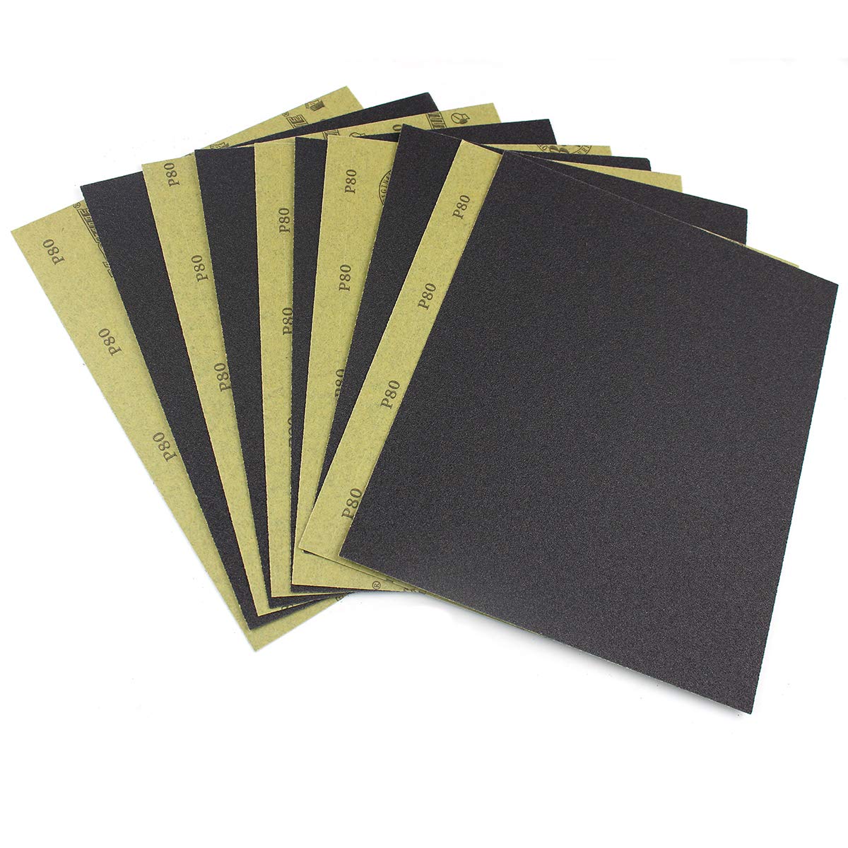 Sandpaper Sheets, 80 Grit Dry Wet Sand Paper, 9 x 11 Inch,Silicon Carbide, for Wood Furniture Finishing,Metal Sanding and Automotive Polishing,10 -Sheet