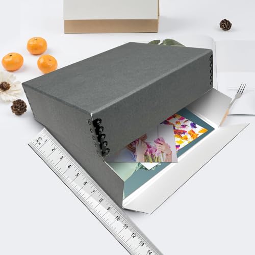 Lineco, 9x12 Gray Color, Museum Archival Storage Box, Drop Front Design. Acid-Free with Metal Edge. Protects Picture Longevity, Organize Photos, Documents, Crafts, DIY.