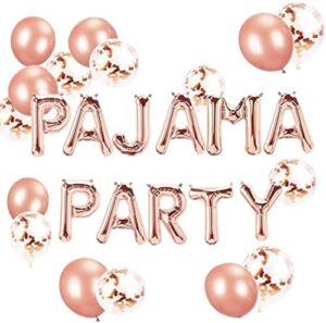 laventy set of 11 rose gold pajama party balloons pajama party banner pajama party decor slumber party spa party balloons