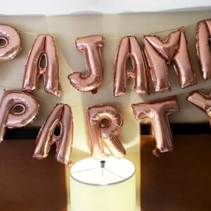 LaVenty Set of 11 Rose Gold PAJAMA PARTY Balloons PAJAMA PARTY Banner Pajama Party Decor Slumber Party Spa Party Balloons