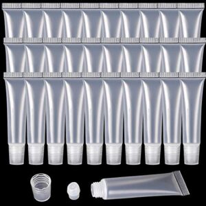 FALADOO 100 Pcs 10 ml Lip Gloss Balm Tubes Refillable Empty Tubes Clear Cosmetic Containers Soft Tube (10ML, 100)