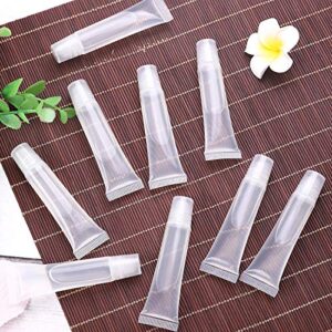 FALADOO 100 Pcs 10 ml Lip Gloss Balm Tubes Refillable Empty Tubes Clear Cosmetic Containers Soft Tube (10ML, 100)