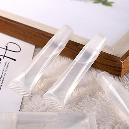 FALADOO 100 Pcs 10 ml Lip Gloss Balm Tubes Refillable Empty Tubes Clear Cosmetic Containers Soft Tube (10ML, 100)