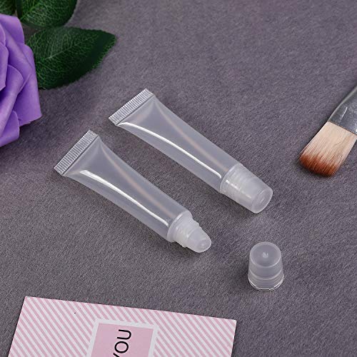 FALADOO 100 Pcs 10 ml Lip Gloss Balm Tubes Refillable Empty Tubes Clear Cosmetic Containers Soft Tube (10ML, 100)