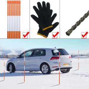 Sunnyglade 100PCS 48 Inch Driveway Marker 5/16 Inch Dia Reflective Driveway Poles Fiberglass Snow Stakes with Reflective Tape for Easy Visibility at Night