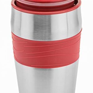 Mixpresso Personal Single-Serve Coffee Maker & 14oz Travel Mug, Drip Small Coffee Maker & Tumbler, Auto Shut Off & Reusable Filter, Red Coffee Maker Compatible with Coffee Grounds