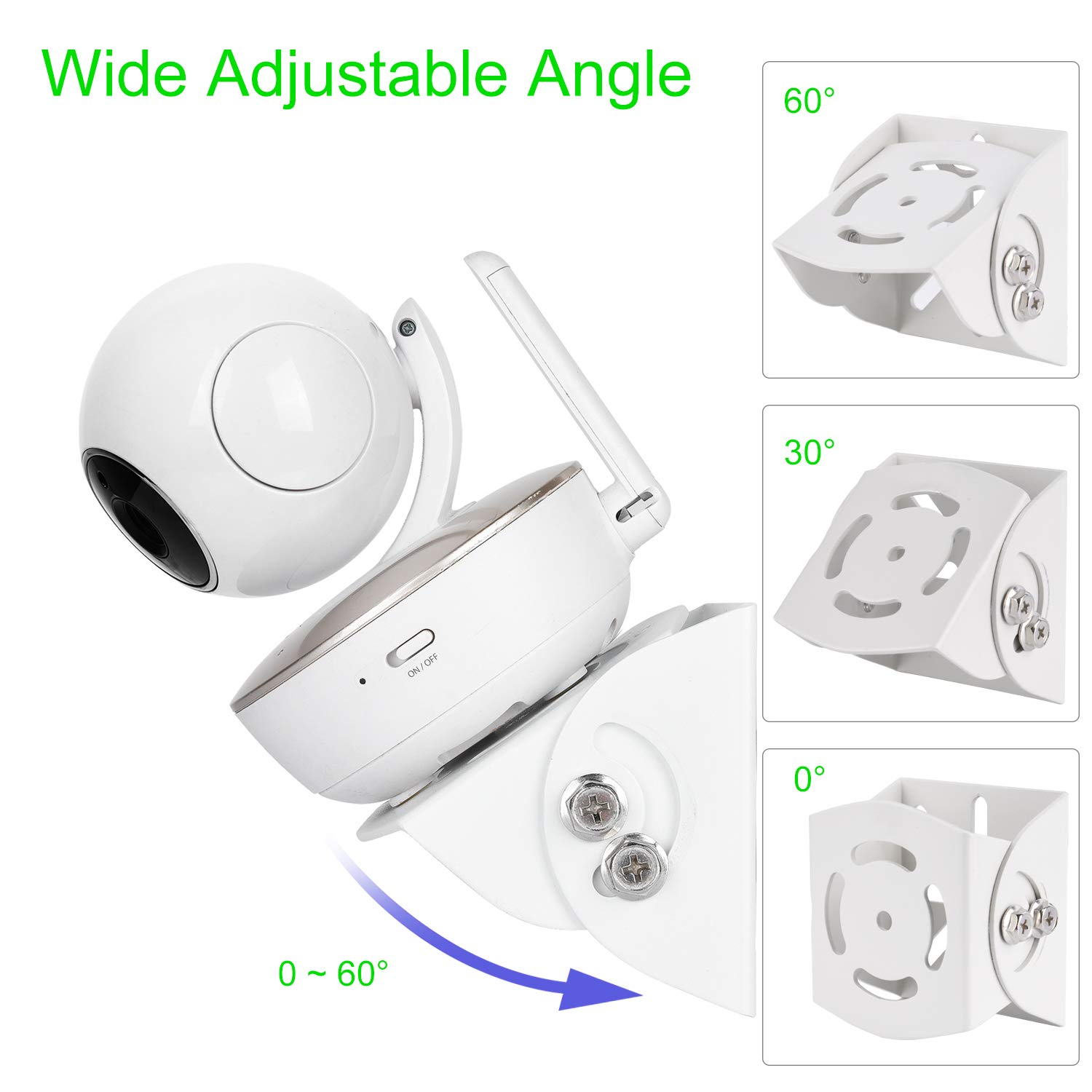 Adjustable Angle Wall Mount Bracket Compatible with Motorola Baby Monitor, Babysense, HelloBaby, VAVA, Arlo and Most Universal Monitors Camera, Aluminum Alloy Material