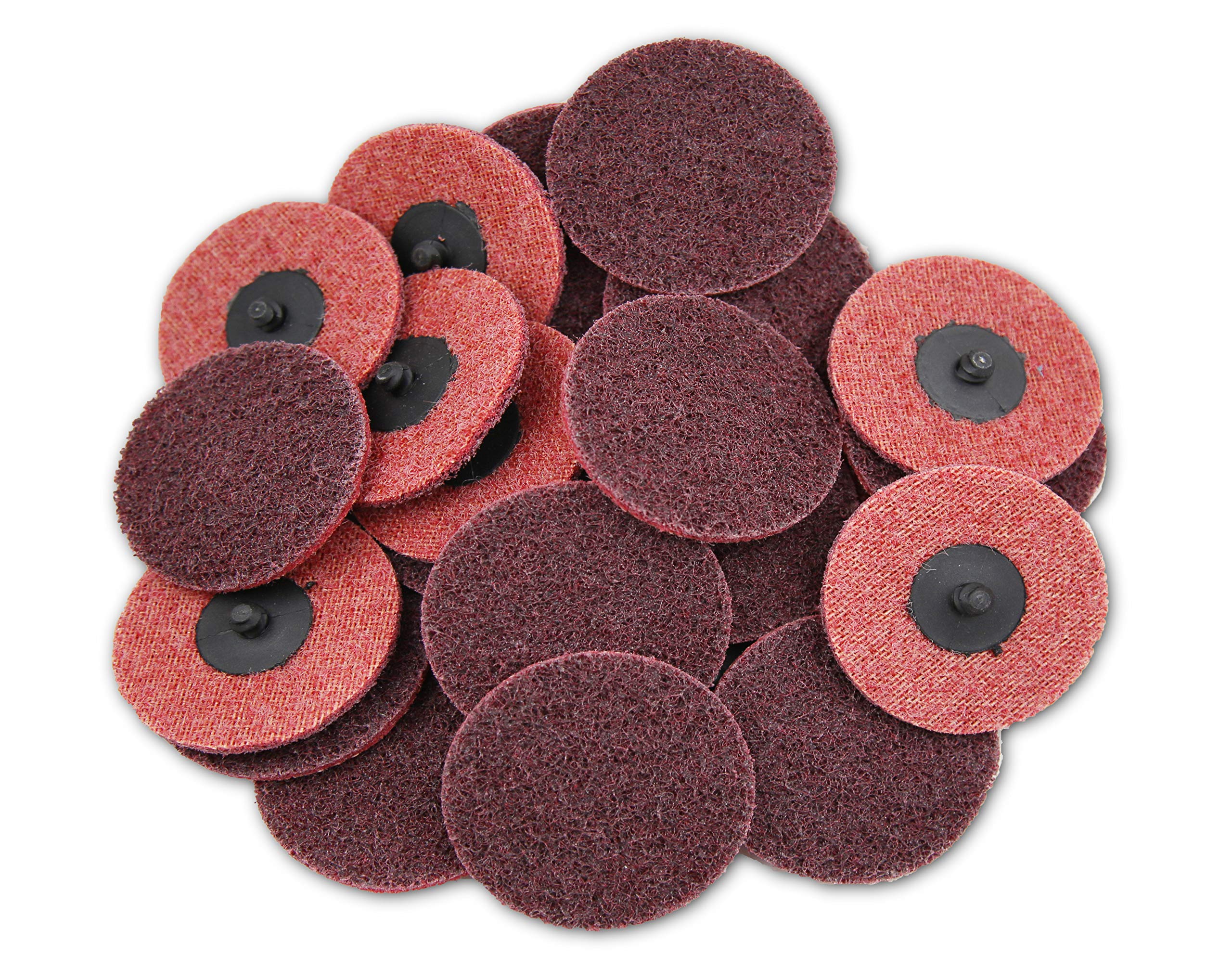 COSPOF 3 Inch Surface Conditioning Discs, 25 Pcs Medium Sanding Discs, Type-R Quick Change and Heat Dissipation (Red-Medium).