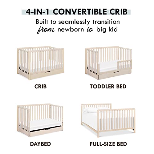 Carter's by DaVinci Colby 4-in-1 Convertible Crib with Trundle Drawer in Washed Natural, Greenguard Gold Certified, Undercrib Storage