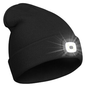pravette unisex beanie with light gifts for men dad father husband usb rechargeable hands free led headlamp cap mens gifts