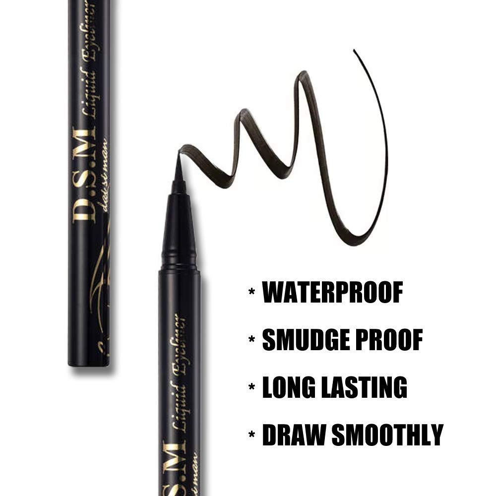 SEILANC Waterproof Liquid Eyeliner Long Lasting&Smudgeproof Eye Liner 2 Packs Precise Eyeliner Pen for All Day with Slim Tip, Black