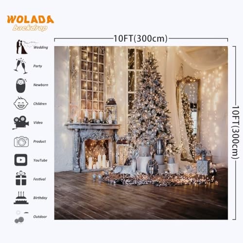 WOLADA Christmas Backdrops for Photography Christmas Backdrop Christmas Photo Backdrop Xmas Backdrops for Photography Holiday Backdrops for Photoshoot Merry Christmas Backdrop 10x10FT 11715