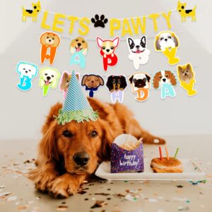 LaVenty 25PCS Glitter Lets Pawty Banner Dog Birthday Banner Dog Pawty Banner Dog Party Banner Pet Birthday Banner Pet Party Banner