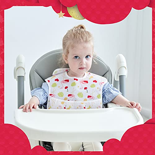 Little Dimsum Feeding Baby Bibs Waterproof Drool Christmas Bib Coverall 2 PCS Set Adjustable Closure for Babies Toddlers with Large Pocket (6-36 Months) Christmas（Snowman&Santa）