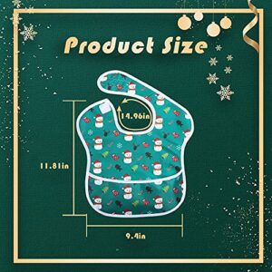 Little Dimsum Feeding Baby Bibs Waterproof Drool Christmas Bib Coverall 2 PCS Set Adjustable Closure for Babies Toddlers with Large Pocket (6-36 Months) Christmas（Snowman&Santa）