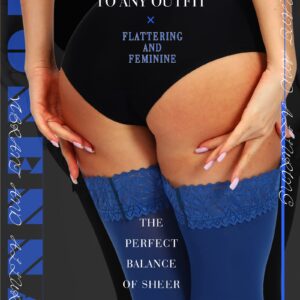 HONENNA Semi Sheer Stay Up Lingerie Thigh High Stockings Lace Top Size A-F, 1-2 Pairs