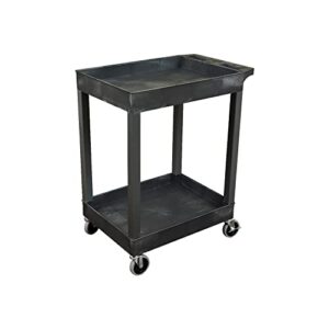 luxor sec11-b 24" x 18" plastic utility tub cart - two shelf-black