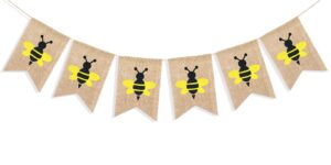 uniwish bumblebee banner happy bee day decorations garland baby shower birthday party supplies vintage rustic burlap hanging bunting