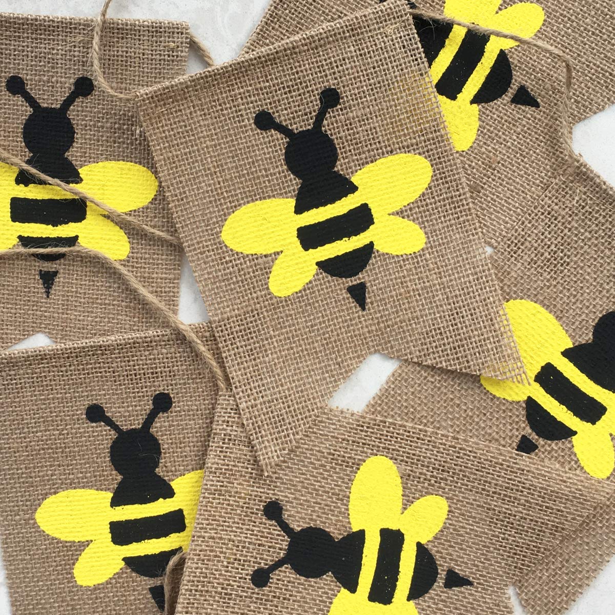 Uniwish Bumblebee Banner Happy Bee Day Decorations Garland Baby Shower Birthday Party Supplies Vintage Rustic Burlap Hanging Bunting