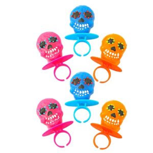 Halloween Day of the Dead Sugar Skull Lollipop Rings,7.61 ounce, Box of 18