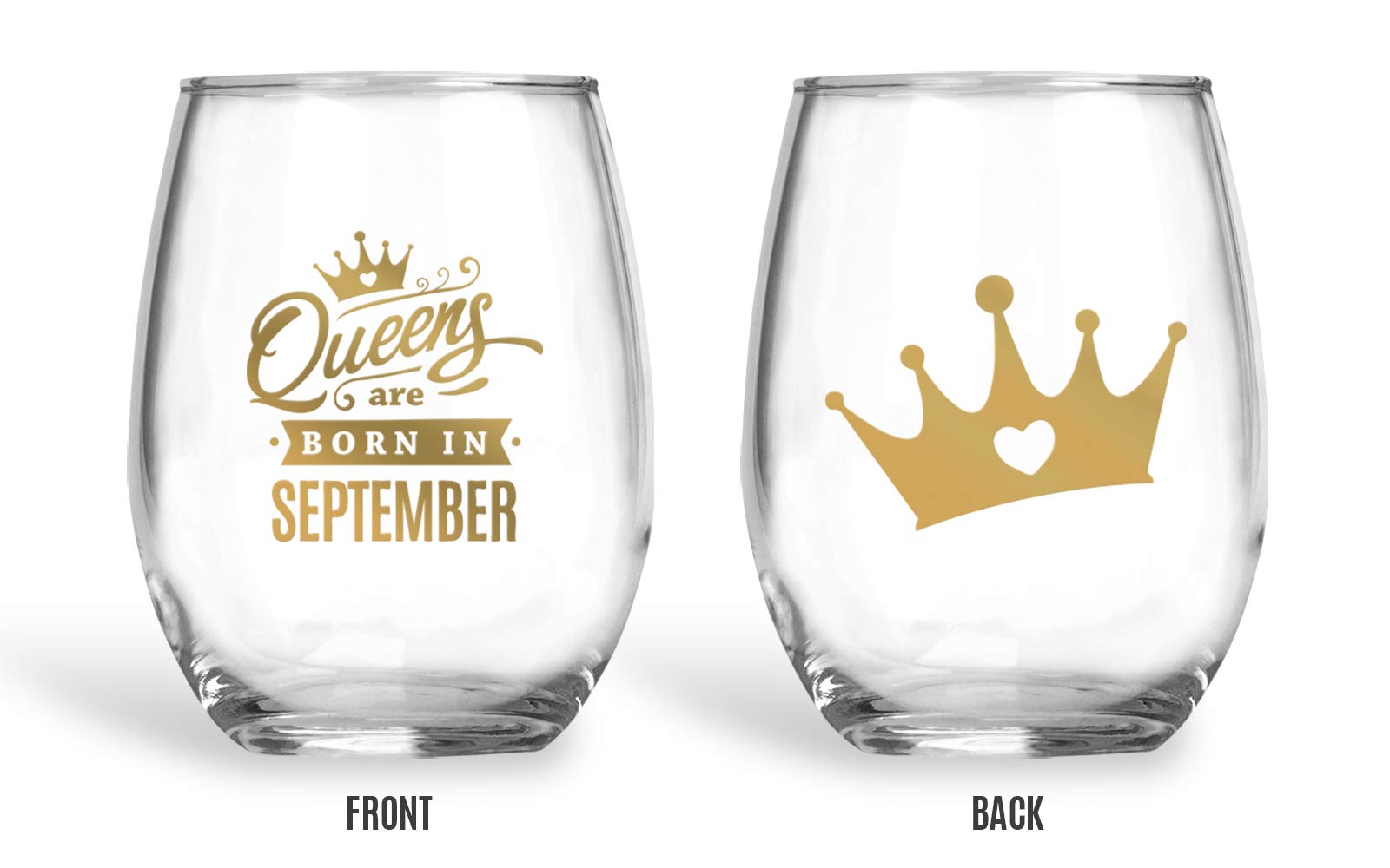Bad Bananas September Birthday Gifts For Women - Queens Are Born In September 21 oz Stemless Wine Glass - Virgo or Libra Zodiac Sign Gifts for Her Happy Birthday Gifts for Moms, Best Friends, Sisters