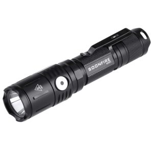 soonfire mx65 tactical flashlight 1060 lumens built-in a fast charging rechargeable led handheld flashlights 5 brightness waterproof flashlight
