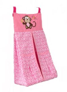 cribmate owl/checked nursery diaper stacker 1 pc baby diaper hanging bag (pink monkey)