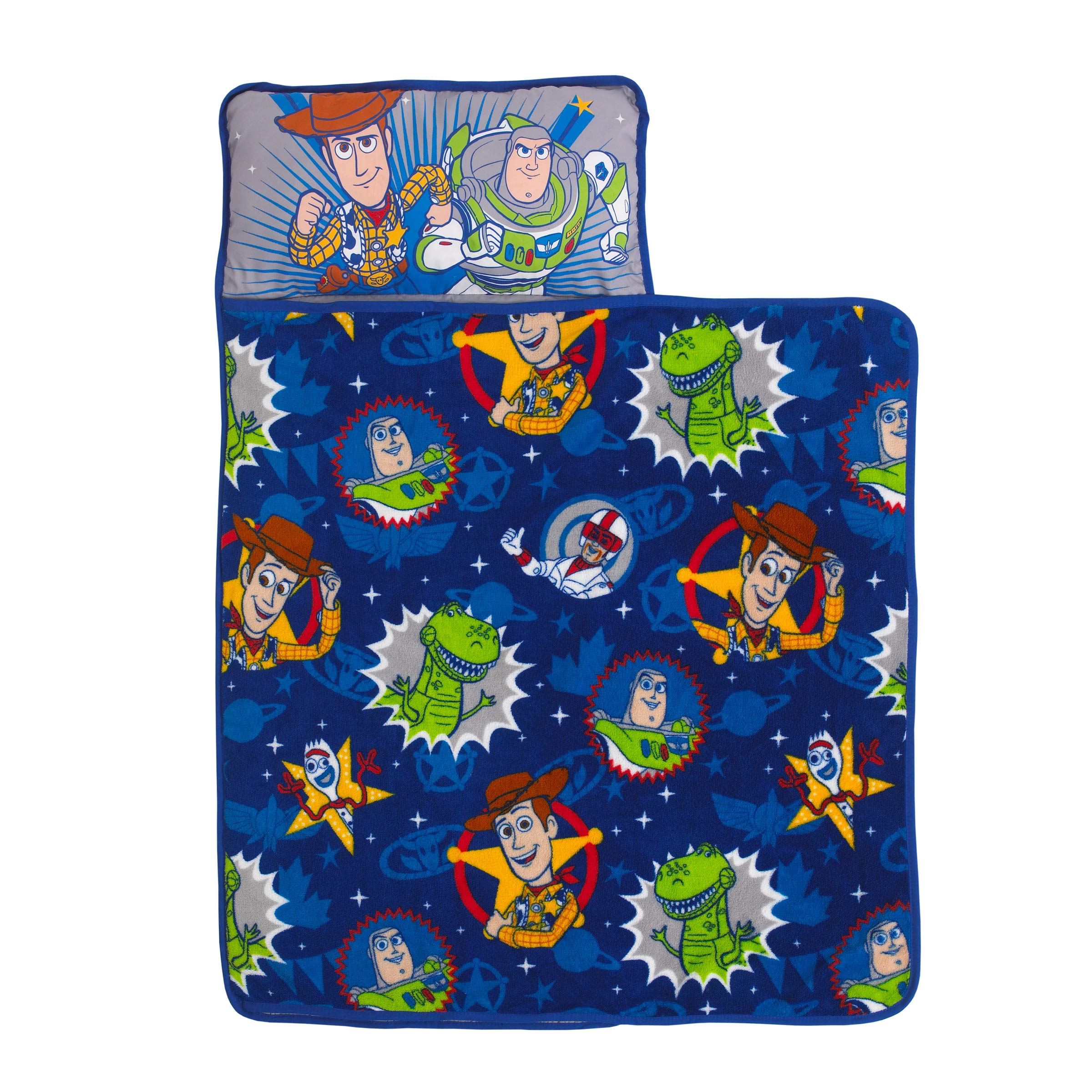 Disney Toy Story 4 - Toys in Action Toddler Nap Mat, Blue, Green, Yellow, Grey