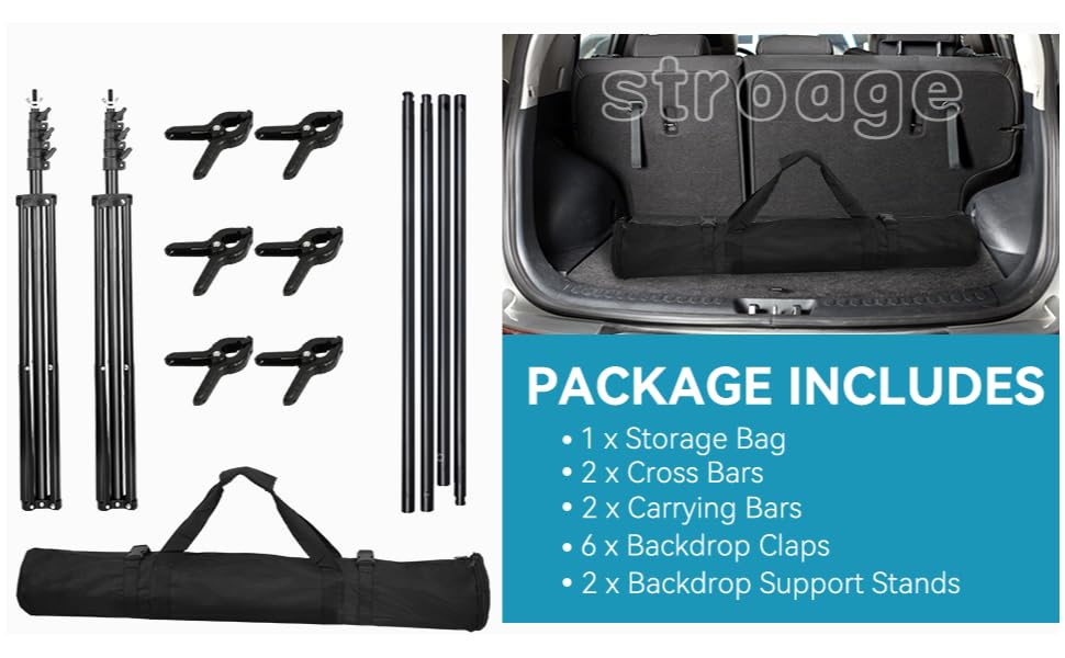 8.5 X 10FT/2.6 X 3M Background Stand Support System Kit with Carrying Case for Clamps and Canvas,for Photo Video Shooting