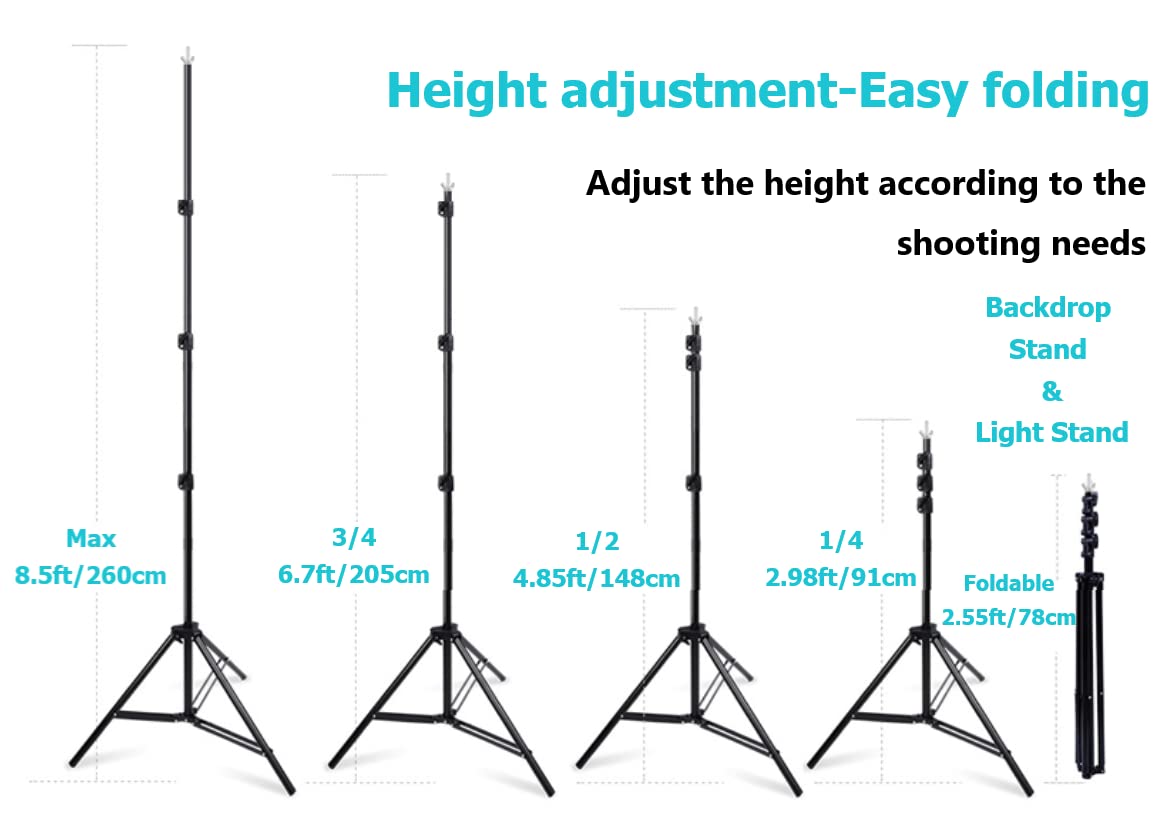 8.5 X 10FT/2.6 X 3M Background Stand Support System Kit with Carrying Case for Clamps and Canvas,for Photo Video Shooting