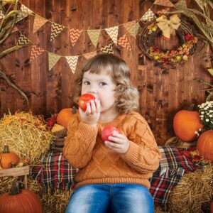 AIIKES 7x5FT Fall Thanksgiving Photo Backdrop Rustic Wood Board Barn Harvest Photography Backdrop Autumn Pumpkin Leaves Flower Baby Birthday Portrait Party Decoration Photo Studio Props 11-741