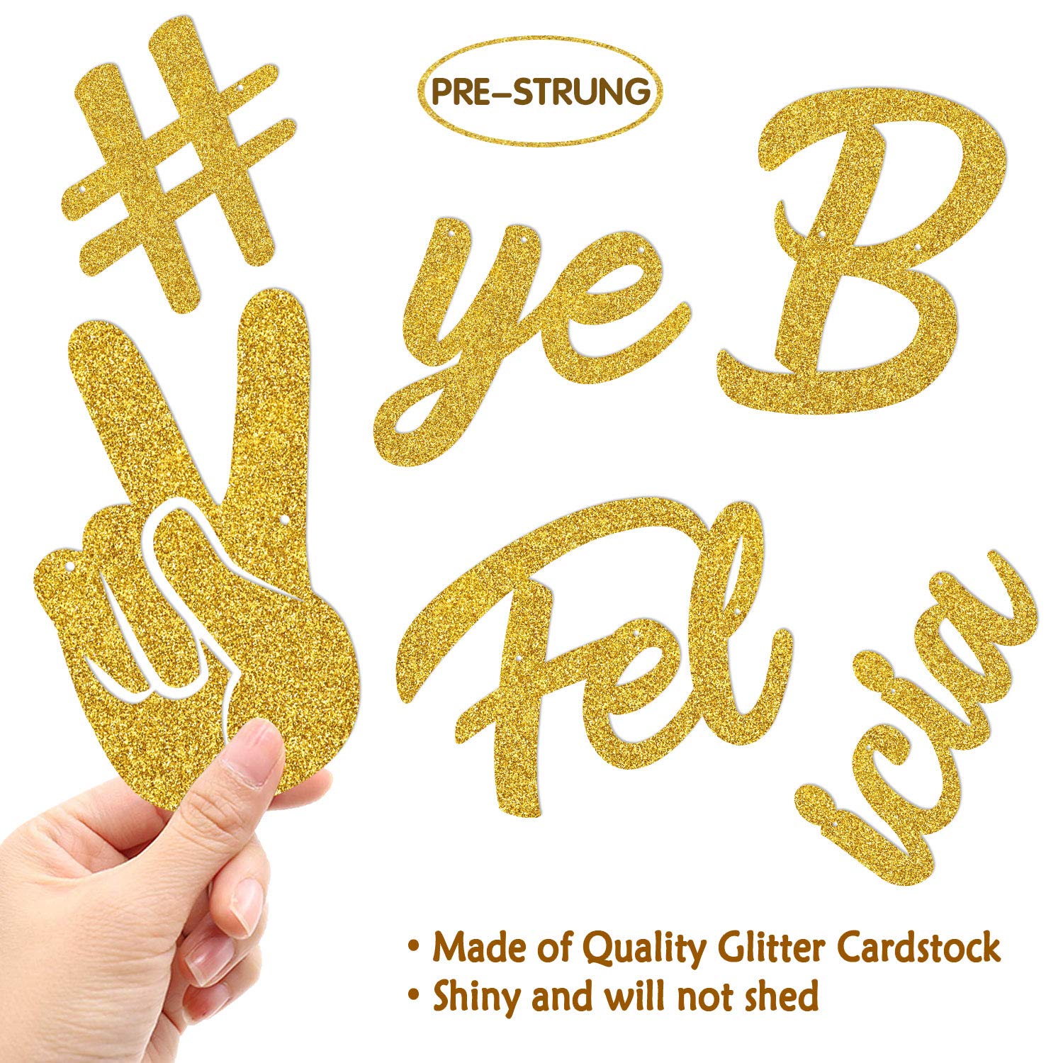 Marwey Bye Felicia Banner,Gold Glitter Garland Party Supplies,Party Decoration Ideas for Going Away/Moving/Job Change/Relocating/Graduation/Farewell Party