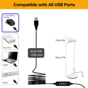 CeSunlight LED Desk Lamp, 3 Lighting Modes and 6 Brightness Levels, 10W Flexible Gooseneck Table Lamp for Living Room and Study, Remote Control with Timing Function, AC Adapter Included (White)