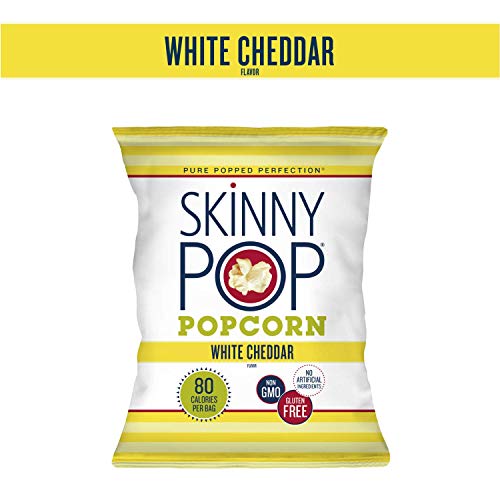 SkinnyPop Popcorn, Gluten Free, Non-GMO, Healthy Snacks, Skinny Pop Variety Pack (Original & Dairy Free White Cheddar Popcorn), 0.5oz Individual Size Snack Bags (40 Count)