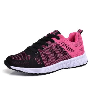 uaremgic women's breathable flying weave fashion walking sneakers lightweight running athletic tennis shoes shock-relief (us 9 /eu 40, rose red)