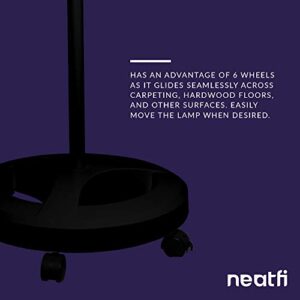 Neatfi 6-Wheel Rolling Base Floor Stand, Compatible for LED Desk Lamp and Magnifying Lamps, Versatile Stand for Work, Study, and Needlework (Black)