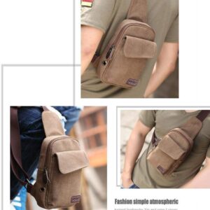 Wxnow Sling Bag Man Purse Small Backpack Shoulder Crossbody Bags Travel Bag Mini Chest Pack for Men and Women Brown