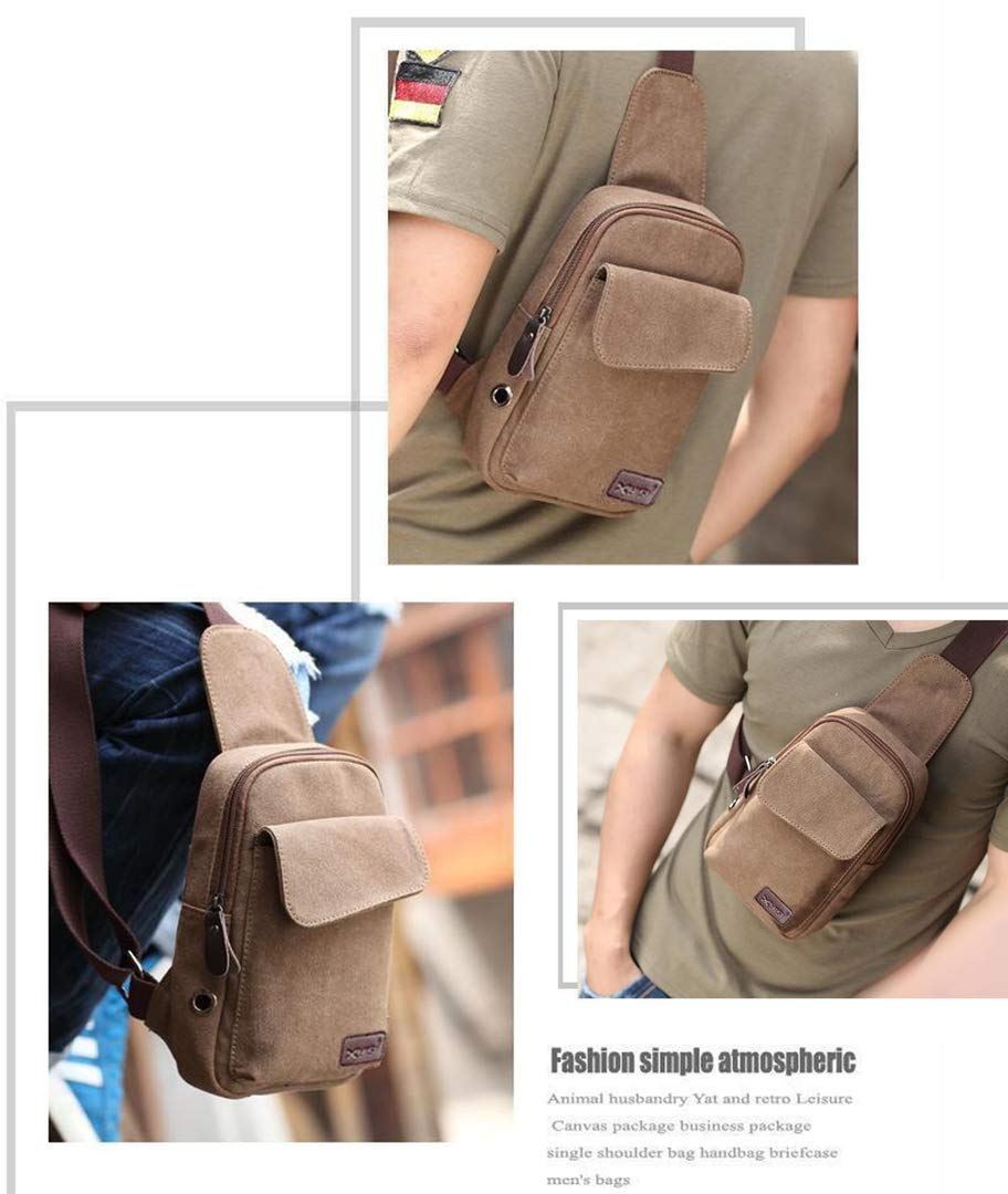 Wxnow Sling Bag Man Purse Small Backpack Shoulder Crossbody Bags Travel Bag Mini Chest Pack for Men and Women Brown