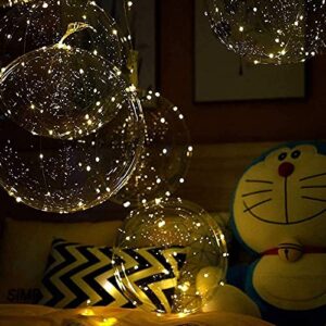 light up led balloons, 18 packs party balloon cell battery included inflated size 22 inches 3 modes flashing string lights clear balloon, for birthday wedding decorations (warm white)