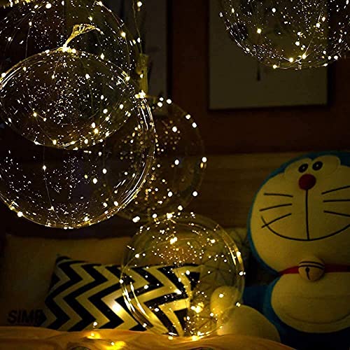 Light Up Led Balloons, 18 Packs Party Balloon Cell Battery Included Inflated Size 22 Inches 3 Modes Flashing String Lights Clear Balloon, for Birthday Wedding Decorations (Warm White)